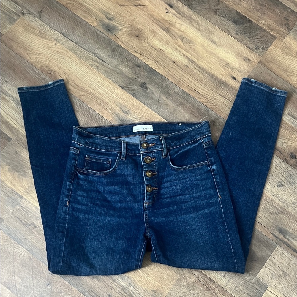 Loft high waisted button fly skinny jeans sz 8